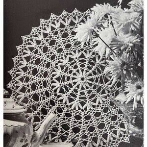 Vintage 1950's Crochet Knit Doily Pattern EASTER CROCUS Tatted 14”
